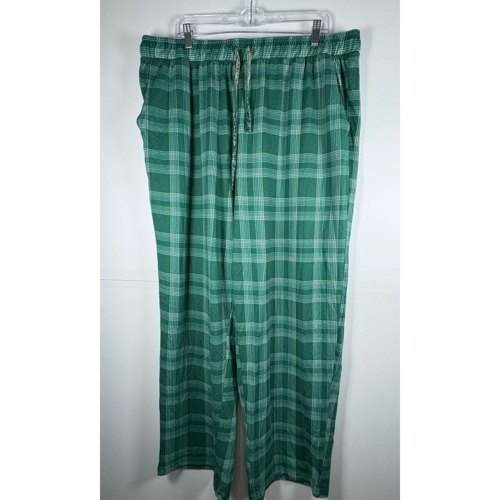 Muk Luks‎ Women's Butter Knit Lounge Pajama Set Green Buffalo Check Size 2X - Picture 7 of 12
